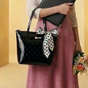 Kate Spade Black Patent Jeralyn Camellia Street Shoulder Bag - NEW with tags